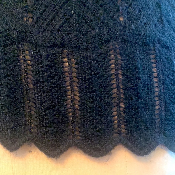 DKNY black baby alpaca chevron fine knit pullover sweater - Picture 3 of 4